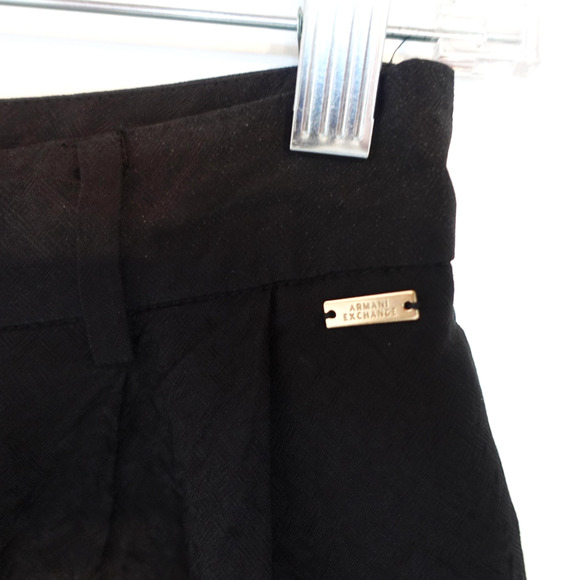Armani Exchange Pants Womens 2 Black Pleated Cuffed Jacquard High Rise Minimal - Picture 4 of 13